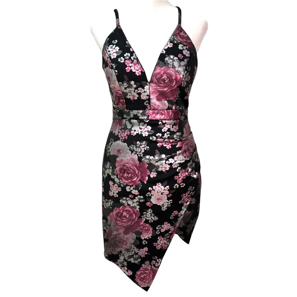 Emerald Sundae Floral Cocktail Dress Women S Black Pink Lace Back Homecoming